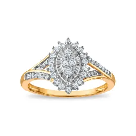 1/3 CTW Diamond Cluster Ring in 10KT Yellow Gold