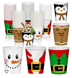 150pcs Paper Cups, Santa Claus Design