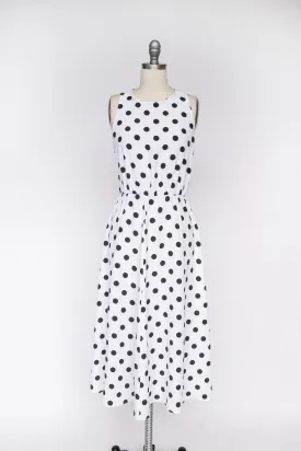 1990s Dress Polka Dot Full Skirt S