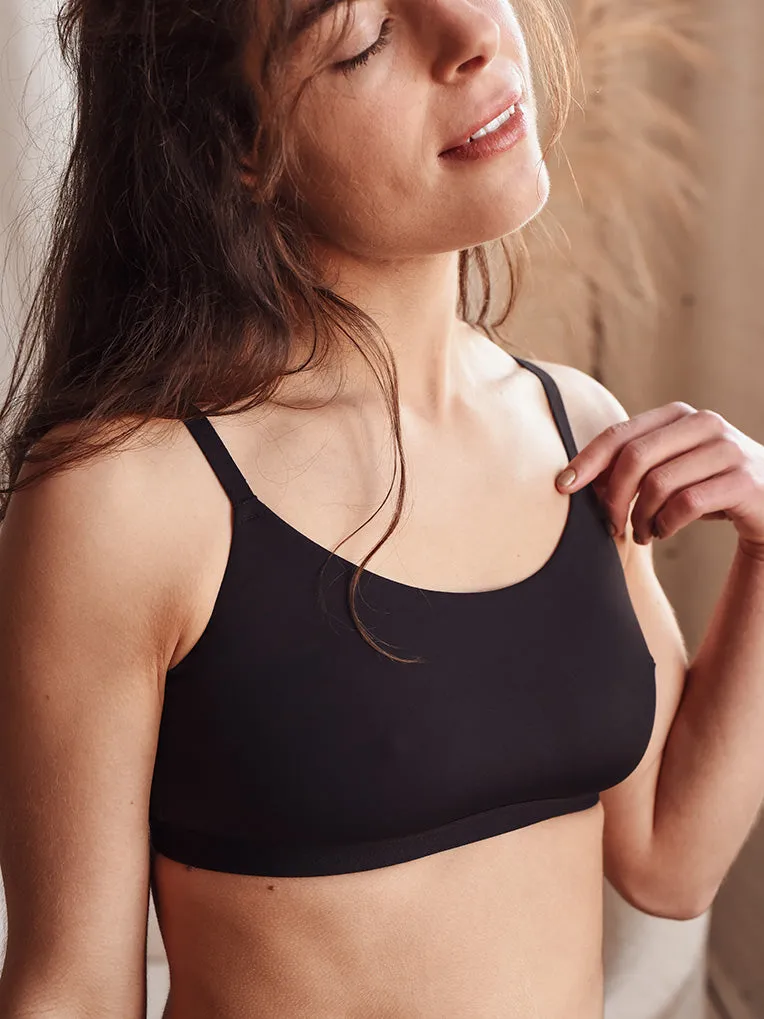 Black Microfiber Scoop Bralette