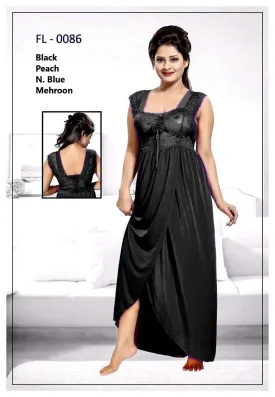 Black Stylish FL-0086 - Flourish Exclusive Bridal Nighty Set Collection