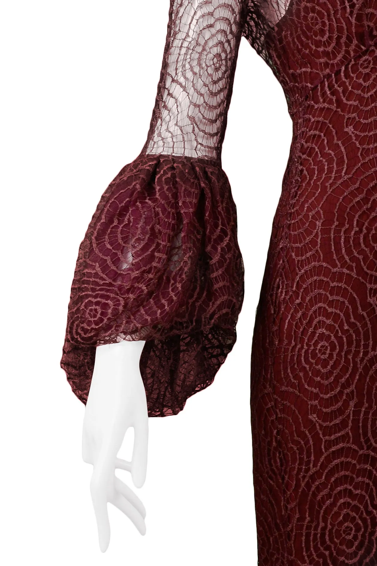 CHLOE BY KARL LAGERFELD BURGUNDY LACE GOWN 1994