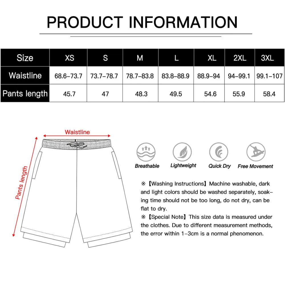 Custom Couple Faces Swimming Ring Men's Quick Dry 2 in 1 Surfing & Beach Shorts Male Gym Fitness Shorts