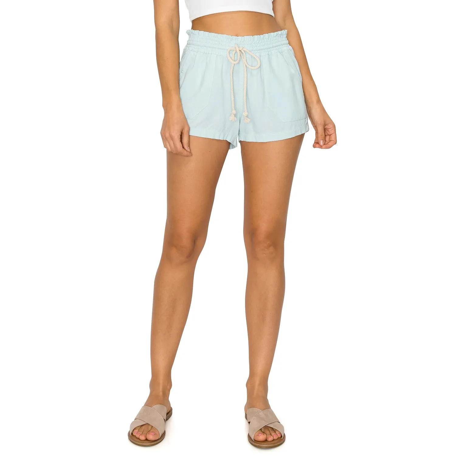 Drawstring Linen Shorts - Frost Mint