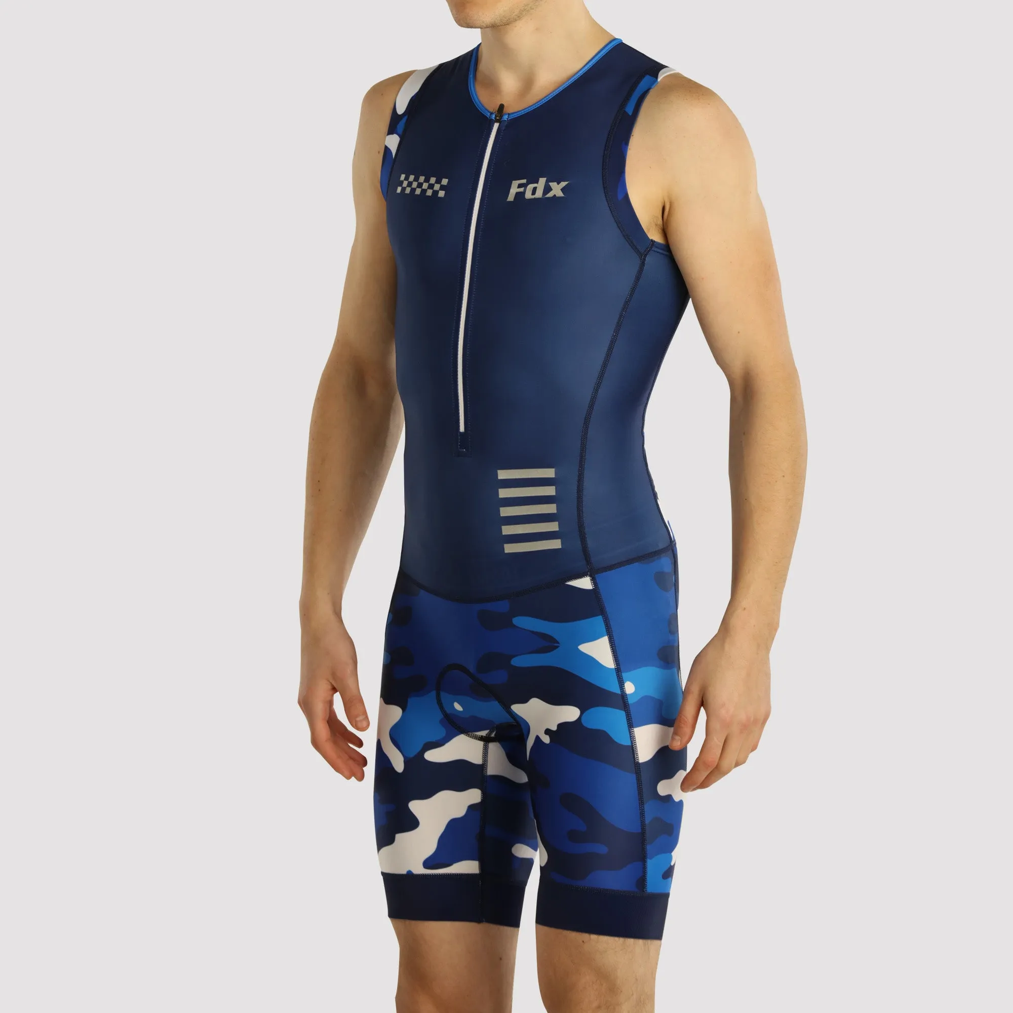 Fdx Camouflage Blue Men's & Boy's Padded Triathlon Suit