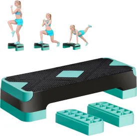 ZENY™ 26.5" Adjustable Workout Aerobic Stepper in Fitness & Exercise Step Platform Trainer Stepper w/Risers Adjust 4" - 6" - 8", Green